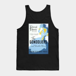 The Gondoliers vintage screen print in blue and yellow, 1937: Retro theatre poster, cleaned and restored Tank Top